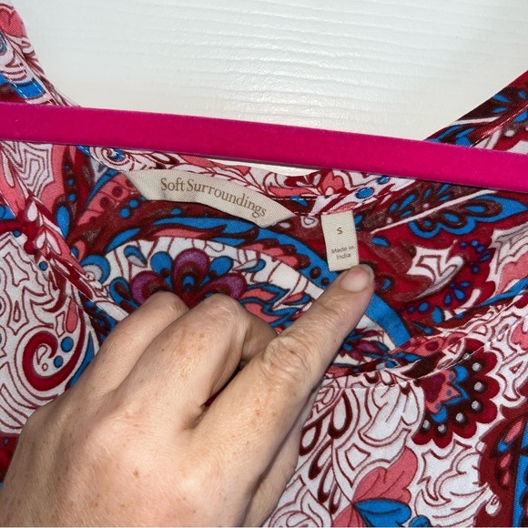 Soft Surroundings Kara Maxi Dress Small S Short Sleeve Paisley Tiered Skirt - Picture 5 of 6